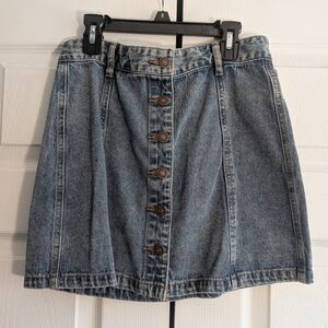 Denim Button-Front Skirt